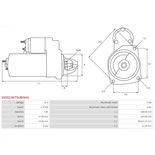 Štartér S5502(MITSUBISHI) /AS-PL/ - obr. 4