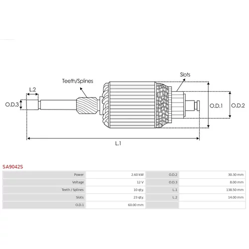 Rotor štartéra SA9042S /AS-PL/ - obr. 1