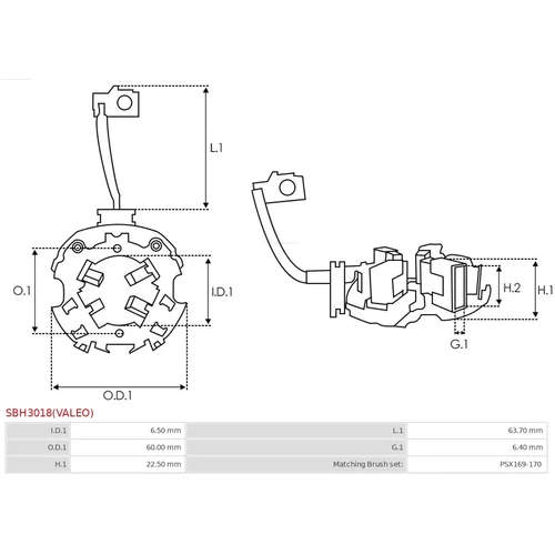 Držiak uhlíkov štartéra SBH3018(VALEO) /AS-PL/ - obr. 2