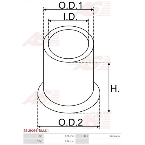 Puzdro, Hriadeľ štartéra SBU9098(BULK) /AS-PL/ - obr. 1