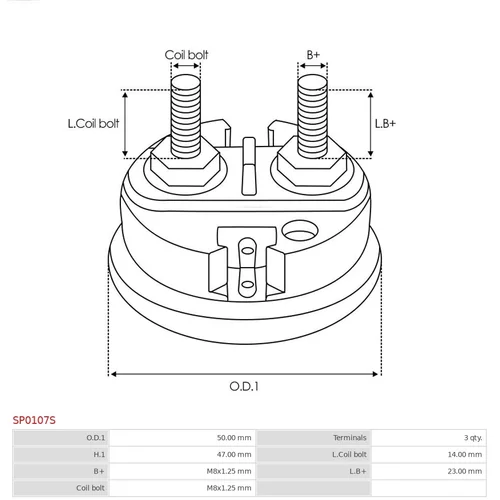 Uzáver, relé štartéra SP0107S /AS-PL/ - obr. 1