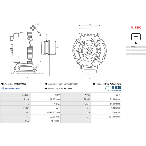 Alternátor AS-PL A01339(SEG)