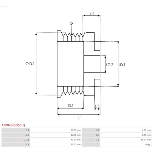 Remenica alternátora AP0043(BOSCH) /AS-PL/ - obr. 3