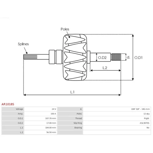 Rotor alternátora AR1018S /AS-PL/ - obr. 1