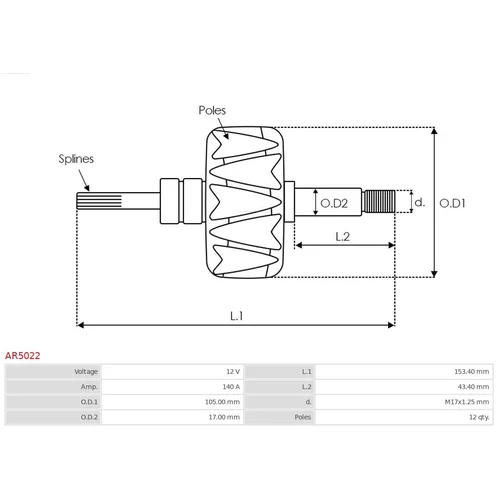 Rotor alternátora AR5022 /AS-PL/ - obr. 1