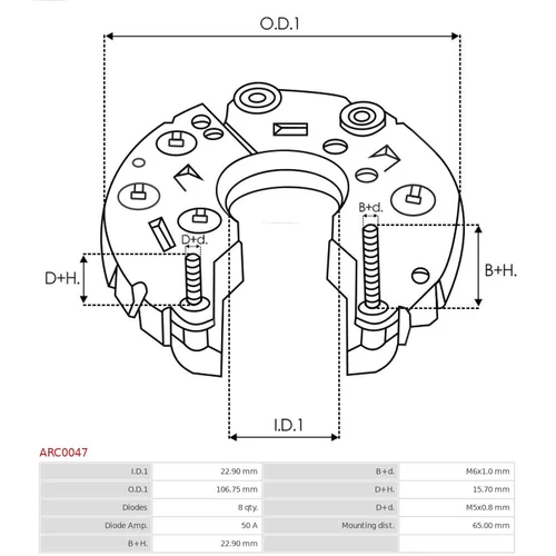Usmerňovač alternátora ARC0047 /AS-PL/ - obr. 2