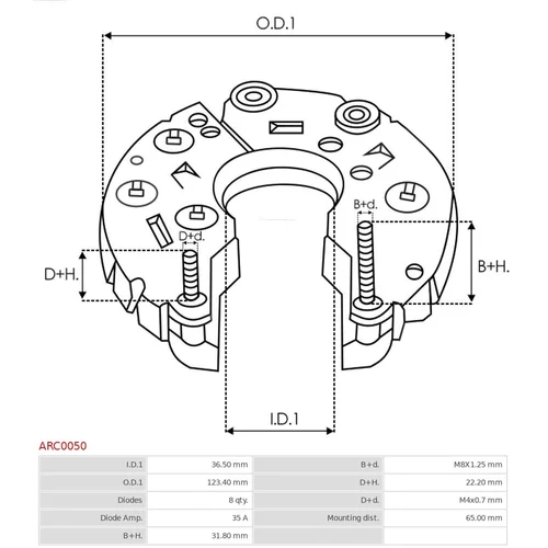 Usmerňovač alternátora ARC0050 /AS-PL/ - obr. 2