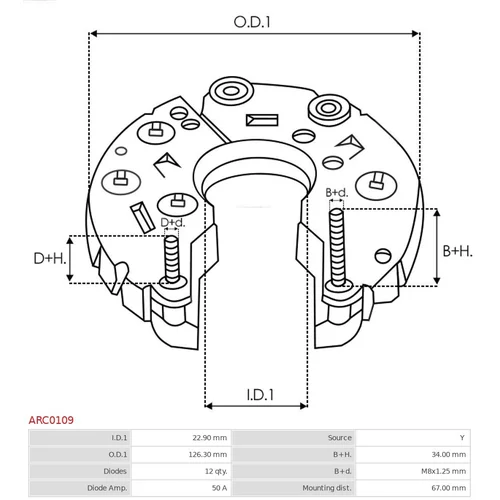 Usmerňovač alternátora ARC0109 /AS-PL/ - obr. 2