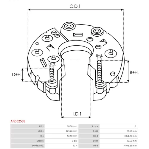 Usmerňovač alternátora ARC0253S /AS-PL/ - obr. 2