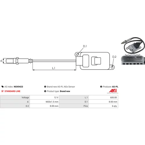 NOx-Sensor, vstrekovanie močoviny NOX9423 /AS-PL/ - obr. 2
