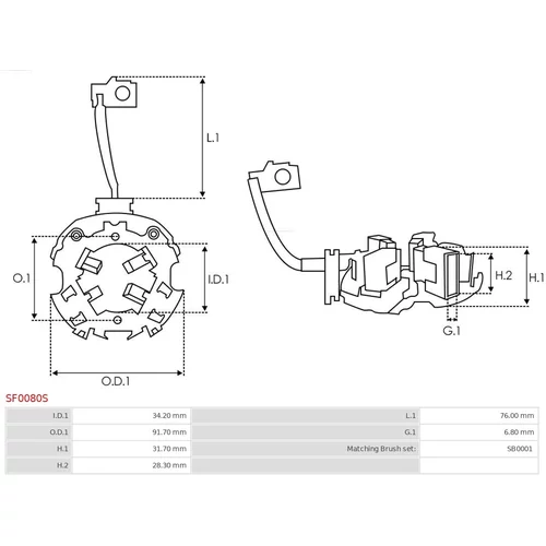 Držiak uhlíkov SF0080S /AS-PL/ - obr. 3