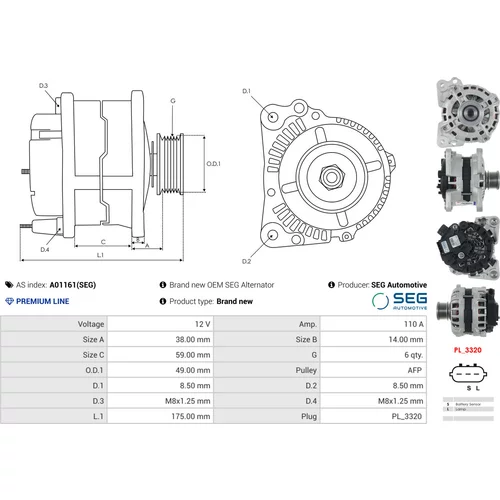 Alternátor A01161(SEG) /AS-PL/ - obr. 4