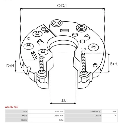 Usmerňovač alternátora ARC0274S /AS-PL/ - obr. 2