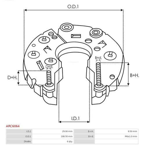 Usmerňovač alternátora ARC6064 /AS-PL/ - obr. 2
