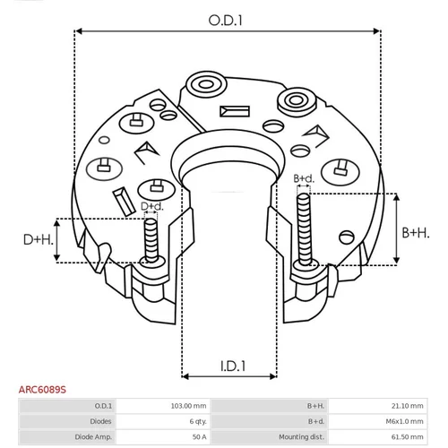Usmerňovač alternátora ARC6089S /AS-PL/ - obr. 2
