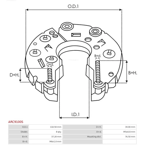Usmerňovač alternátora ARC9100S /AS-PL/ - obr. 2