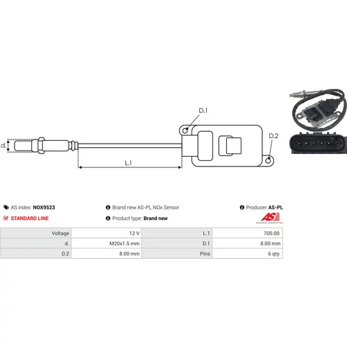 NOx-Sensor, vstrekovanie močoviny NOX9523 /AS-PL/ - obr. 2