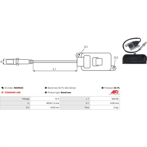 NOx-Sensor, vstrekovanie močoviny NOX9542 /AS-PL/ - obr. 2