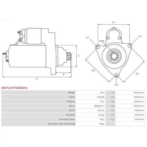 Štartér S5071(MITSUBISHI) /AS-PL/ - obr. 4