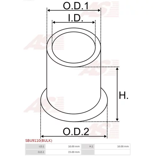 Puzdro, Hriadeľ štartéra SBU9110(BULK) /AS-PL/ - obr. 1