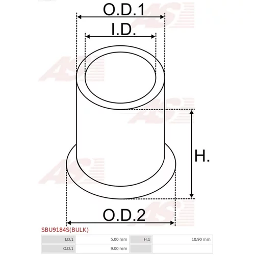 Puzdro, Hriadeľ štartéra SBU9184S(BULK) /AS-PL/ - obr. 1
