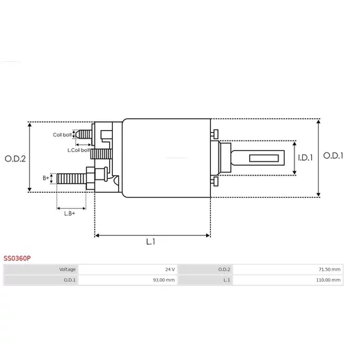 Elektromagnetický spínač pre štartér SS0360P /AS-PL/ - obr. 3