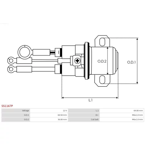 Elektromagnetický spínač pre štartér SS1167P /AS-PL/ - obr. 3