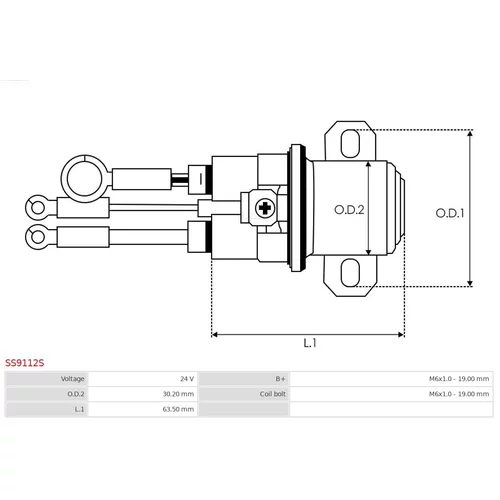Elektromagnetický spínač pre štartér SS9112S /AS-PL/ - obr. 3
