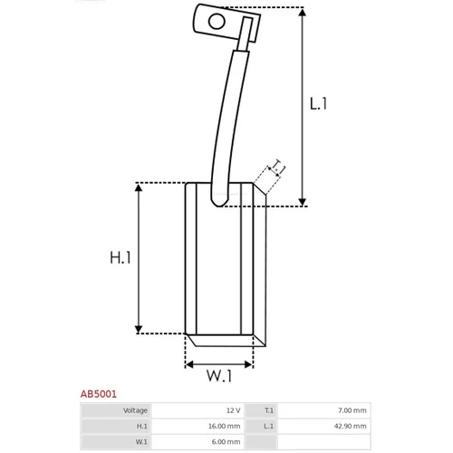 Uhlíkový zberač alternátora AB5001 /AS-PL/ - obr. 1