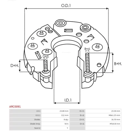 Usmerňovač alternátora ARC0091 /AS-PL/ - obr. 2
