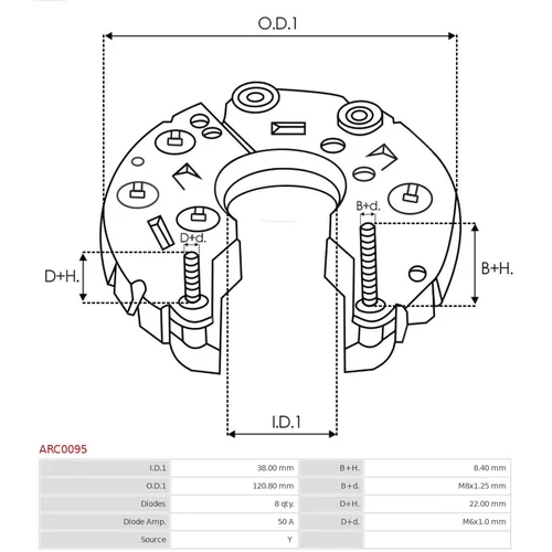 Usmerňovač alternátora ARC0095 /AS-PL/ - obr. 2