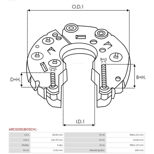 Usmerňovač alternátora ARC0200(BOSCH) /AS-PL/ - obr. 2