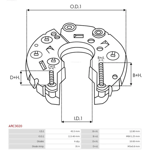 Usmerňovač alternátora ARC3020 /AS-PL/ - obr. 2
