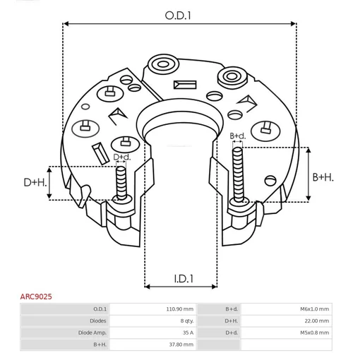 Usmerňovač alternátora ARC9025 /AS-PL/ - obr. 2