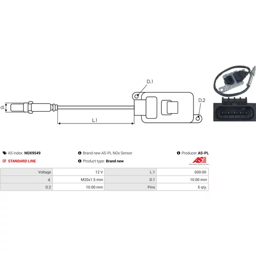 NOx-Sensor, vstrekovanie močoviny NOX9549 /AS-PL/ - obr. 2