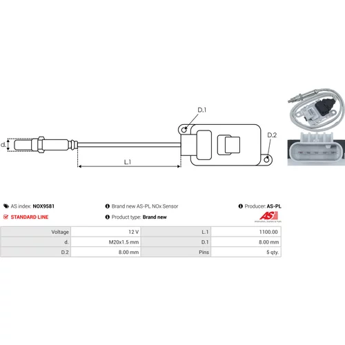 NOx-Sensor, vstrekovanie močoviny NOX9581 /AS-PL/ - obr. 2