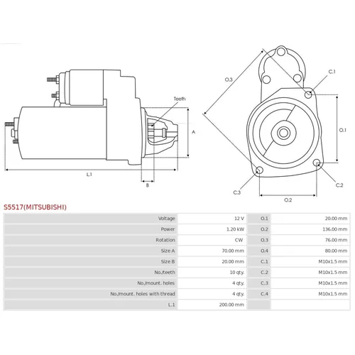 Štartér S5517(MITSUBISHI) /AS-PL/ - obr. 4