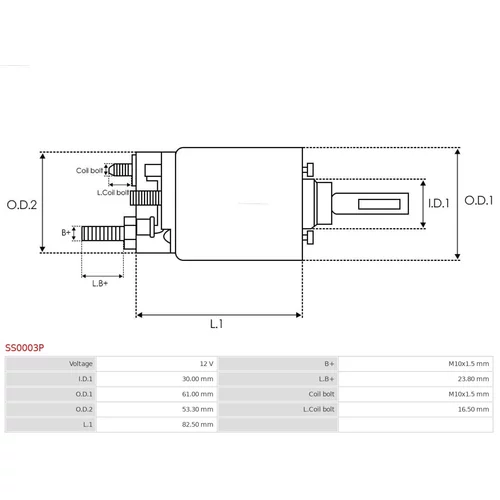 Elektromagnetický spínač pre štartér SS0003P /AS-PL/ - obr. 3