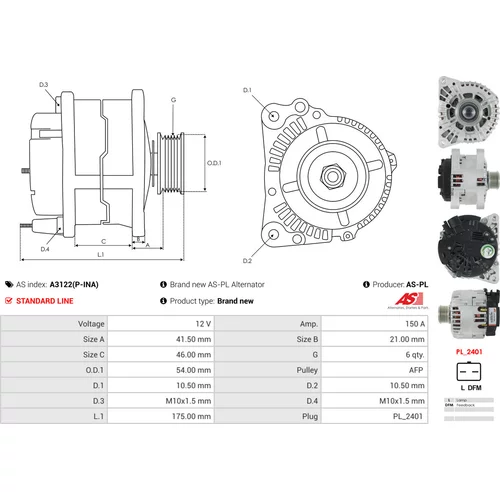 Alternátor A3122(P-INA) /AS-PL/ - obr. 4