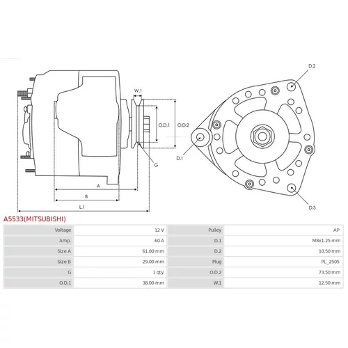 Alternátor A5533(MITSUBISHI) /AS-PL/ - obr. 5