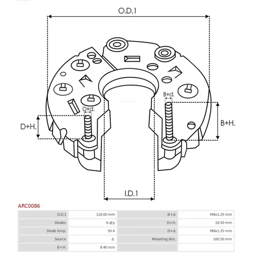 Usmerňovač alternátora ARC0086 /AS-PL/ - obr. 2