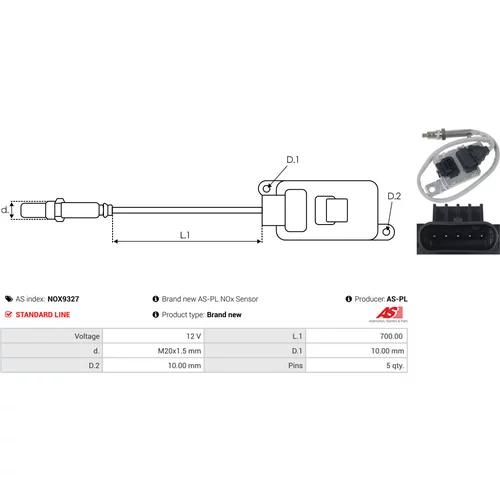 NOx-Sensor, vstrekovanie močoviny NOX9327 /AS-PL/ - obr. 2