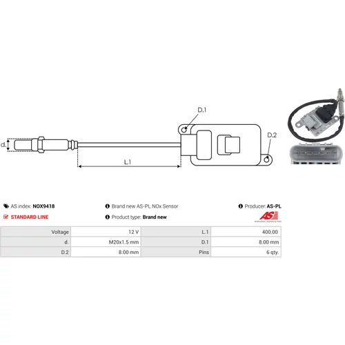NOx-Sensor, vstrekovanie močoviny NOX9418 /AS-PL/ - obr. 2