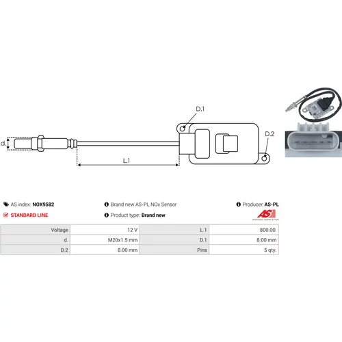 NOx-Sensor, vstrekovanie močoviny NOX9582 /AS-PL/ - obr. 2