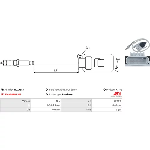 NOx-Sensor, vstrekovanie močoviny NOX9583 /AS-PL/ - obr. 2