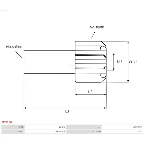 Voľnobežná prevodovka štartéra SD5106 /AS-PL/ - obr. 2