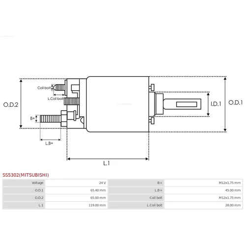 Elektromagnetický spínač pre štartér SS5302(MITSUBISHI) /AS-PL/ - obr. 3