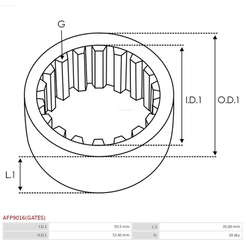 Remenica alternátora AFP9016(GATES) /AS-PL/ - obr. 2