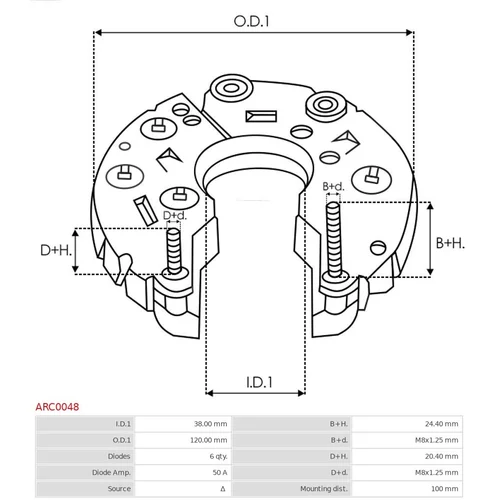 Usmerňovač alternátora ARC0048 /AS-PL/ - obr. 2