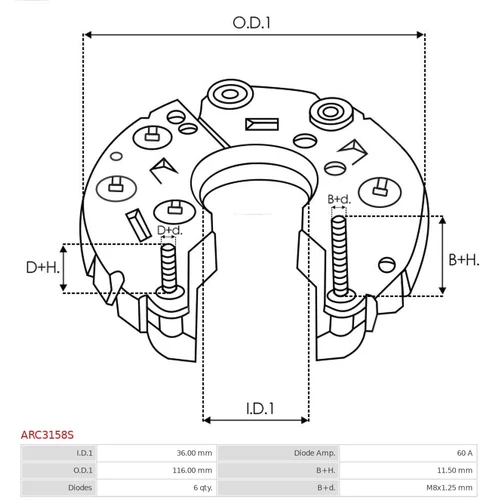 Usmerňovač alternátora ARC3158S /AS-PL/ - obr. 3